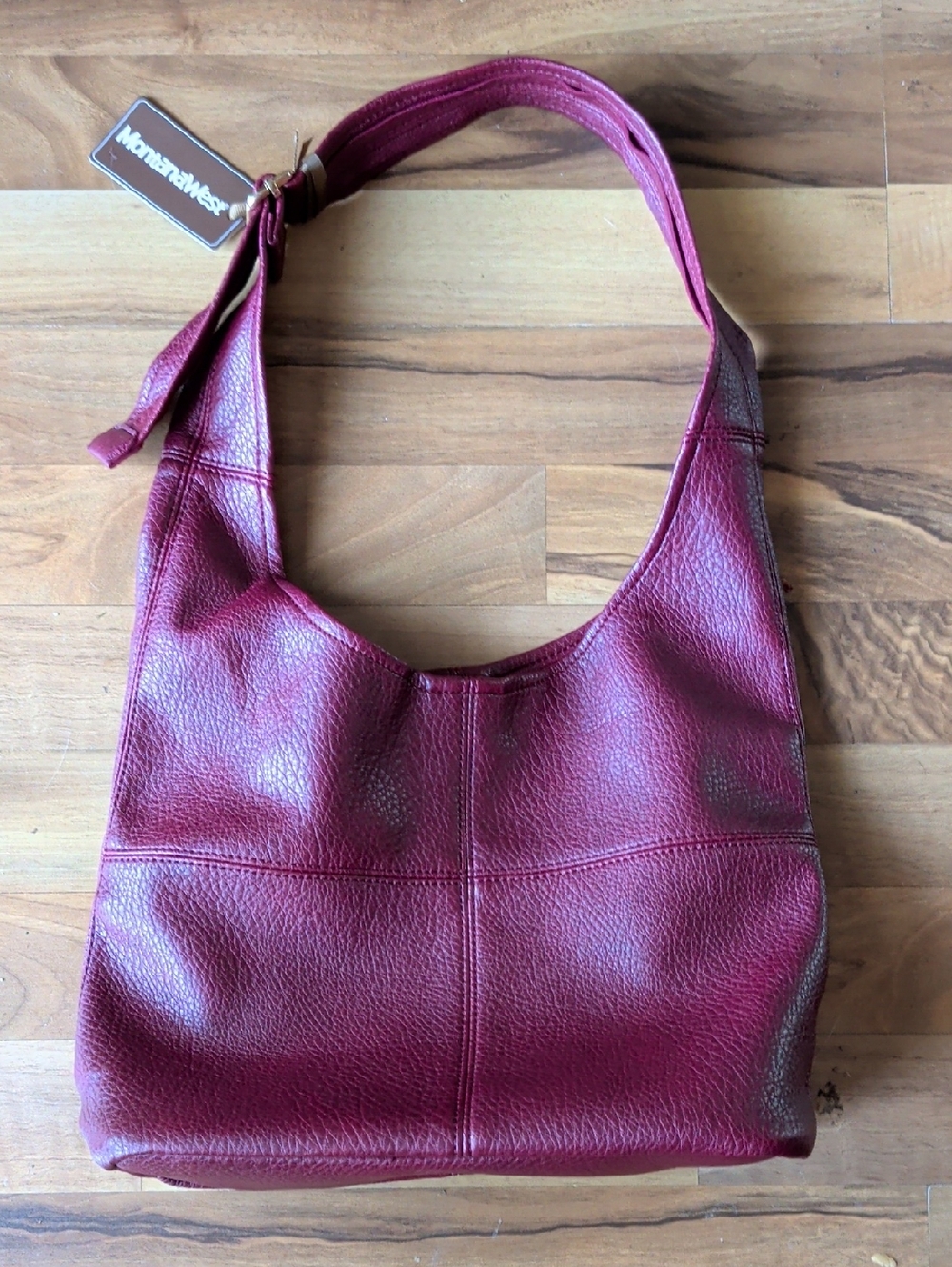 Montana West Burgundy Pebbled Leather Shoulder Bag
